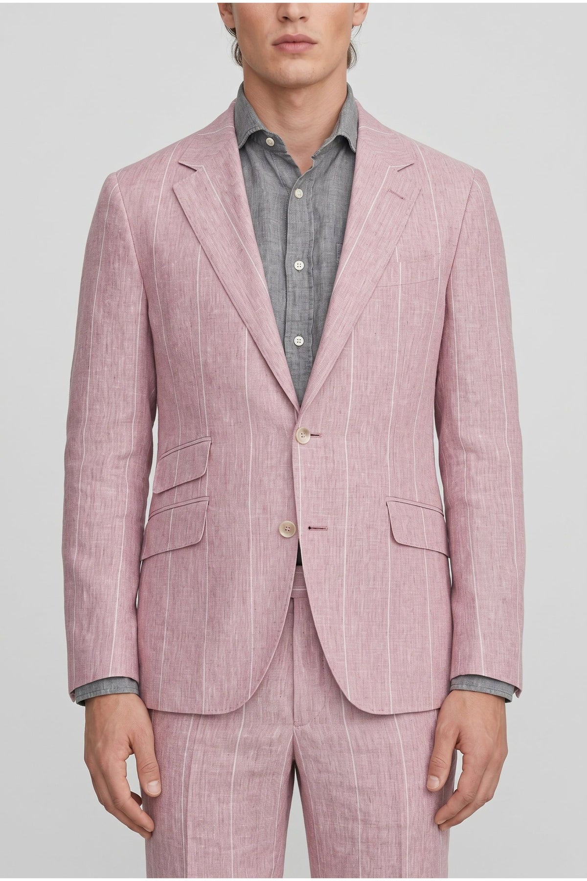Men's Pink Linen Tailored Suit
