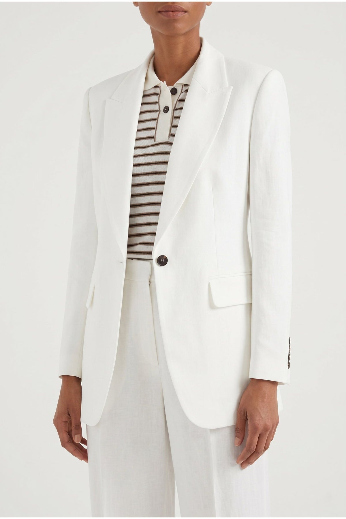 Women's White Tailored Linen Blazer