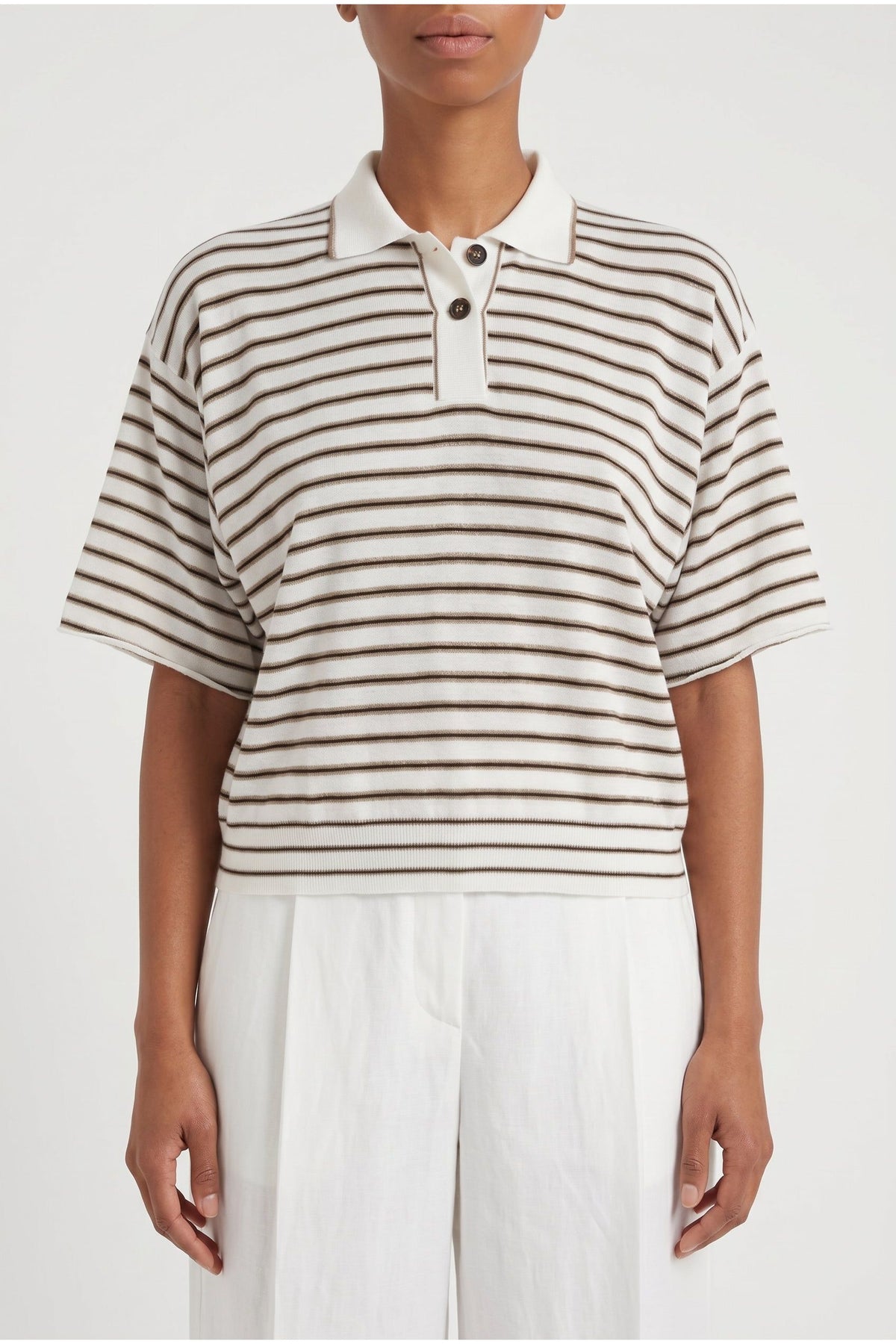 Women's White Striped Wool Shirt
