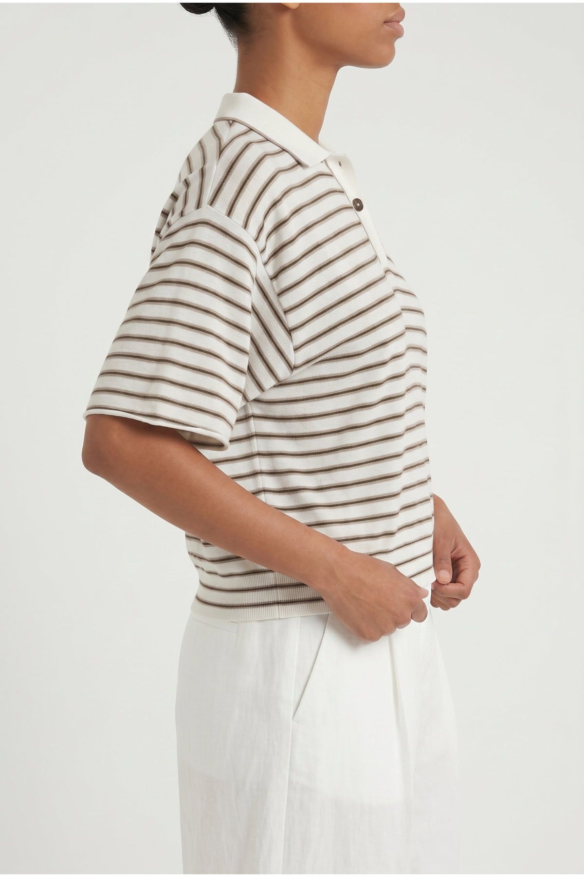 Women's White Striped Wool Shirt