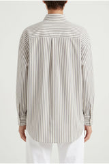 Women's Beige Striped Silk Shirt