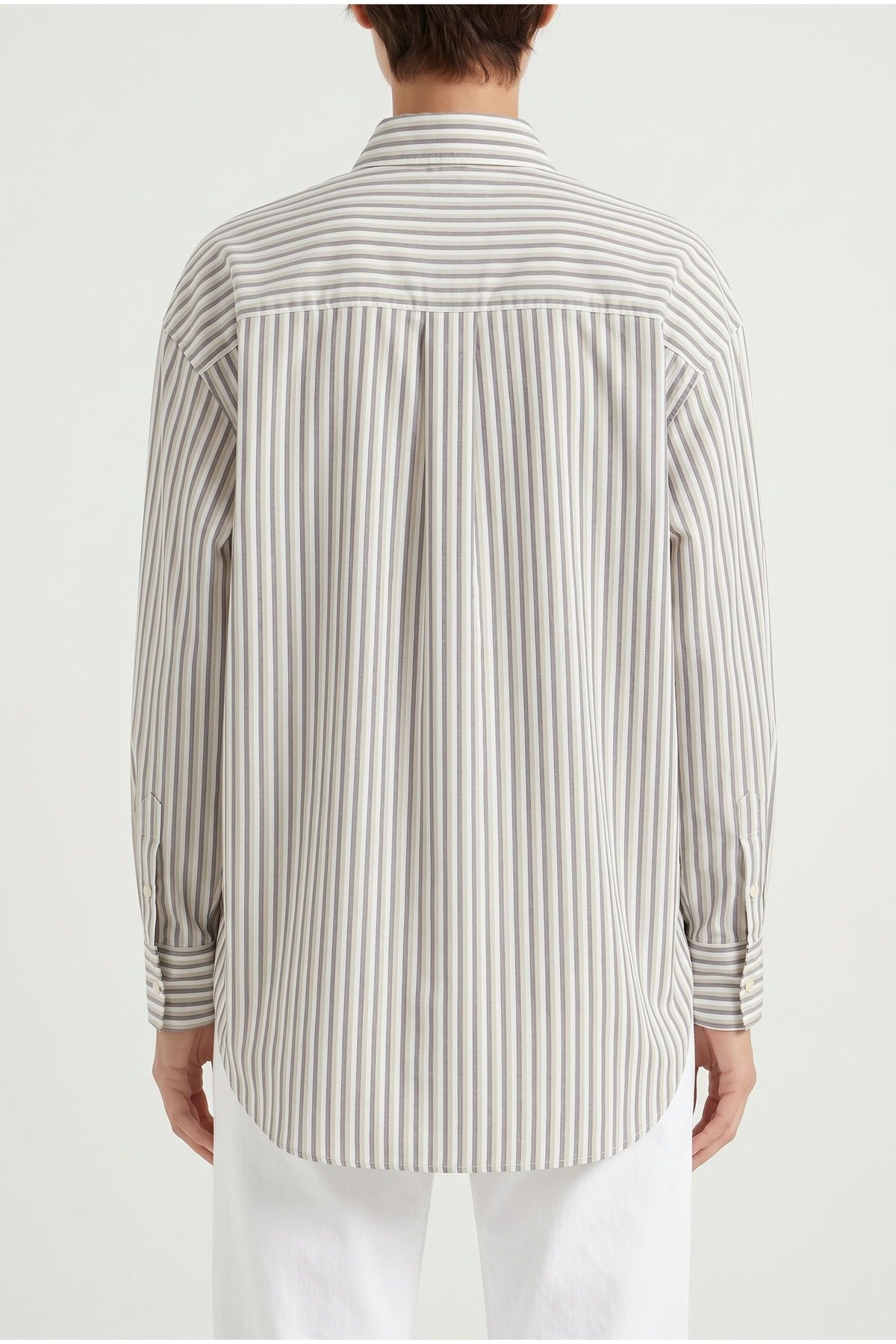 Women's Beige Striped Silk Shirt