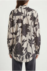 Women's Beige Floral Oversized Shirt