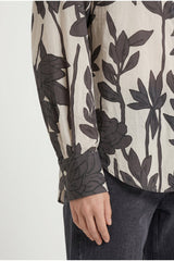 Women's Beige Floral Oversized Shirt