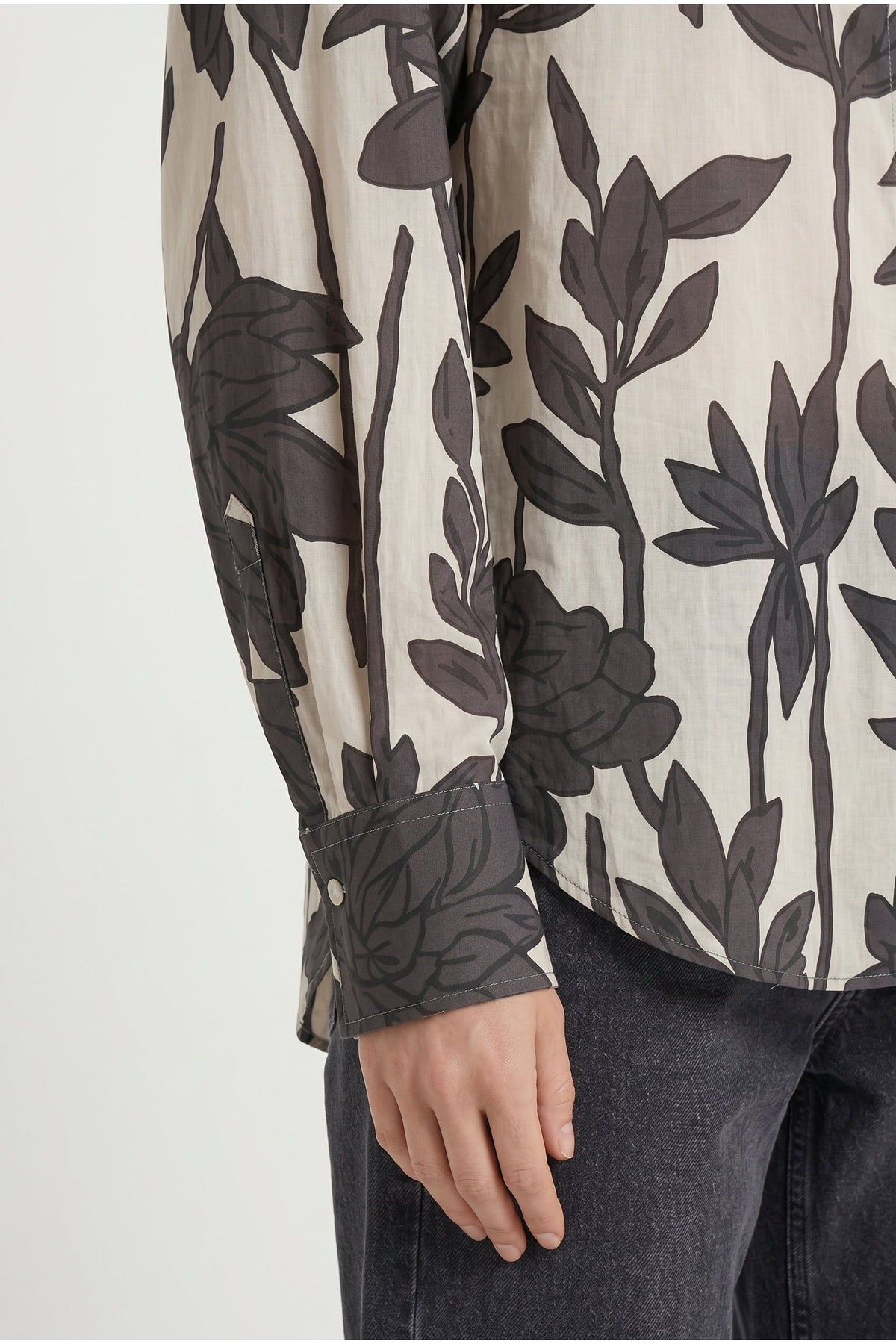 Women's Beige Floral Oversized Shirt