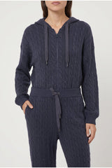 Women's Dark Blue Cable Knit Trousers