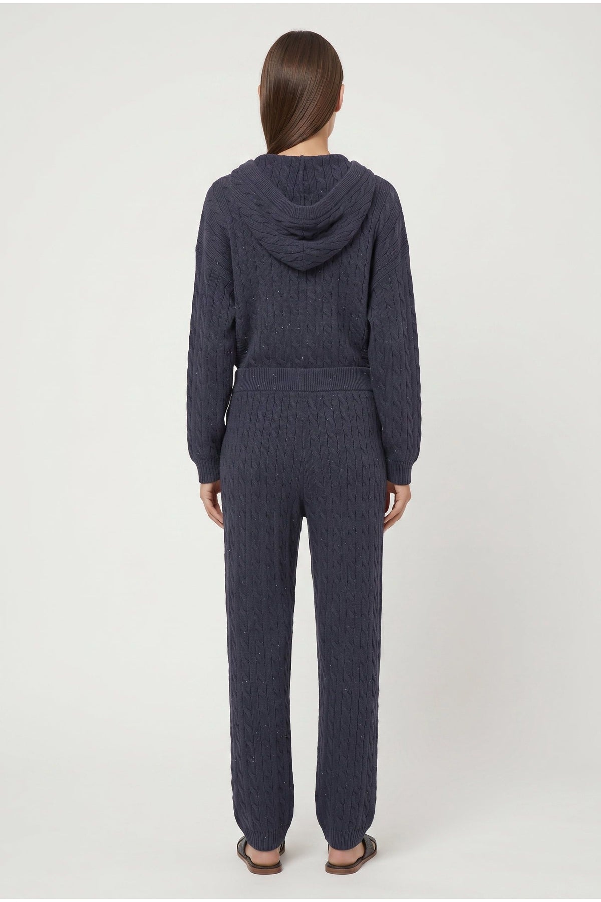 Women's Dark Blue Cable Knit Trousers