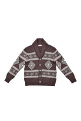 Brunello Cucinelli Men's Brown Cashmere Patterned Cardigan Sweater