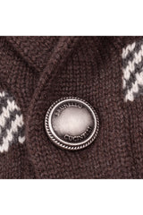 Brunello Cucinelli Men's Brown Cashmere Patterned Cardigan Sweater
