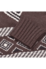 Brunello Cucinelli Men's Brown Cashmere Patterned Cardigan Sweater