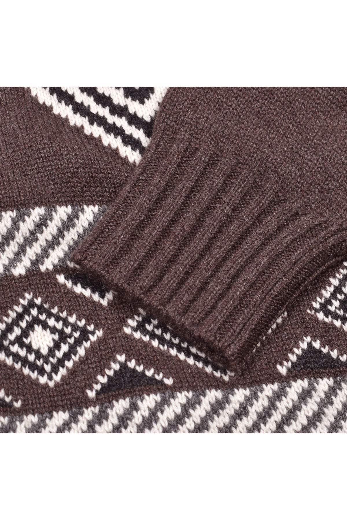 Brunello Cucinelli Men's Brown Cashmere Patterned Cardigan Sweater