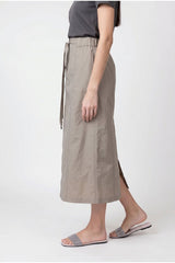 Women's Oliva Cotton Blend Midi Skirt With Tie