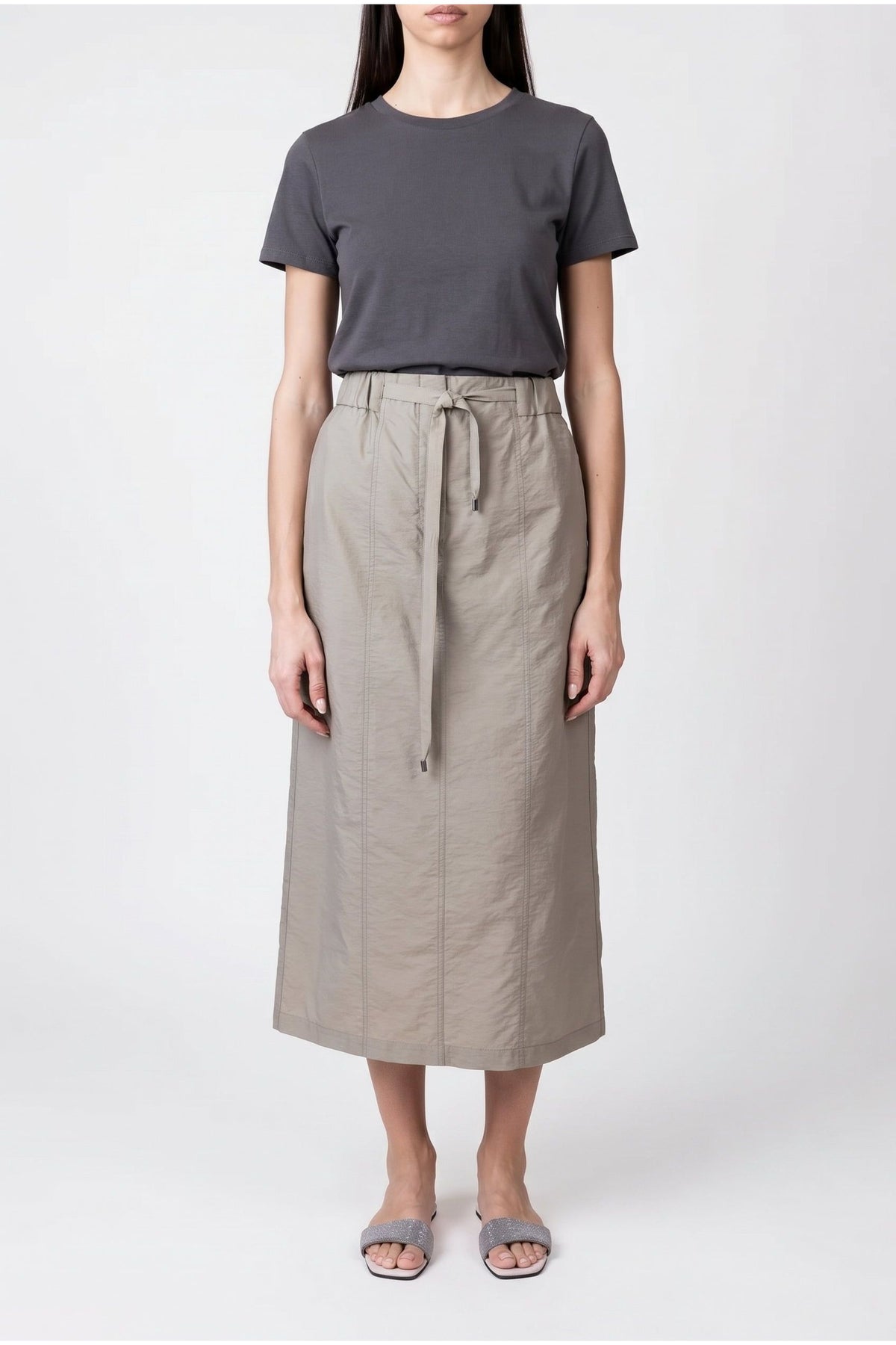 Women's Oliva Cotton Blend Midi Skirt With Tie