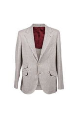 Men's Sand Wool Blend Check Suit