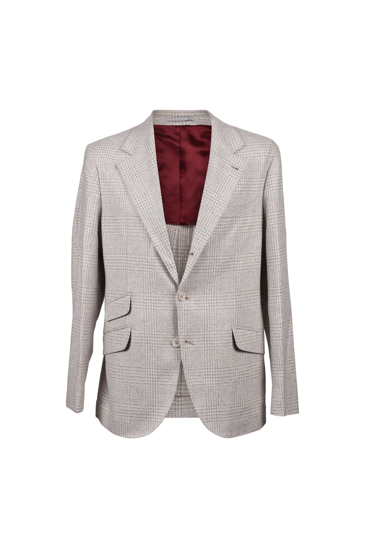 Men's Sand Wool Blend Check Suit