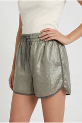 Women's Metallic Grey Casual Shorts