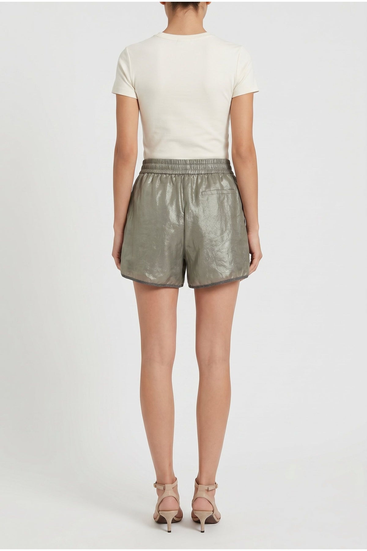 Women's Metallic Grey Casual Shorts