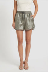 Women's Metallic Grey Casual Shorts