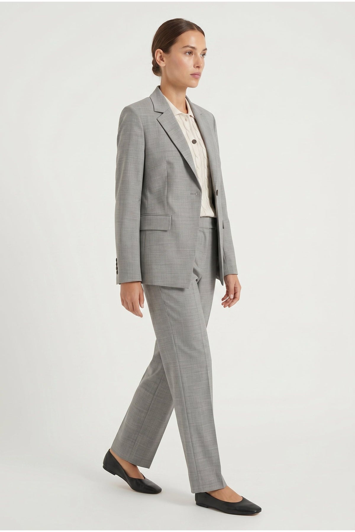 Women's Light Grey Wool Tailored Blazer