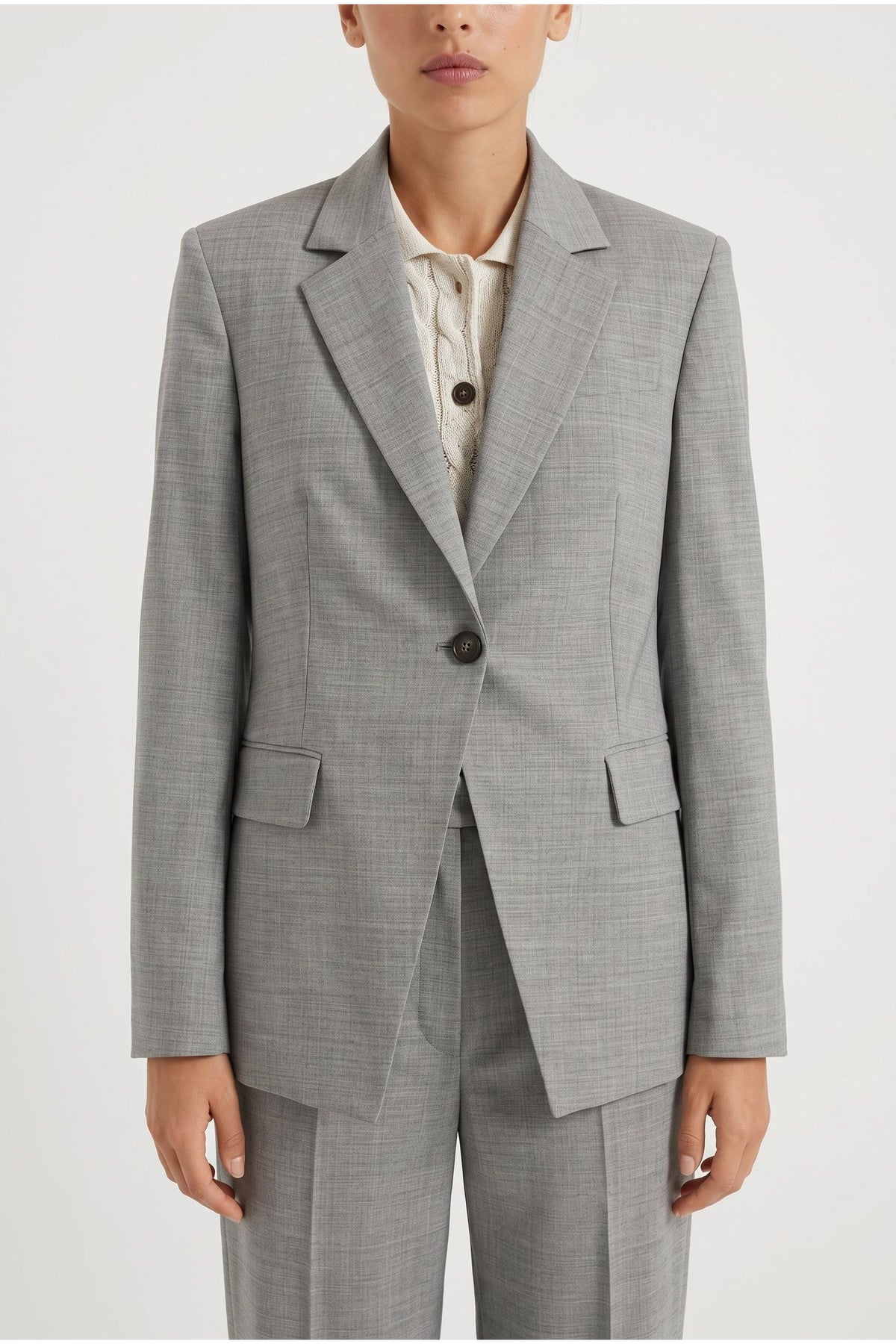 Women's Light Grey Wool Tailored Blazer