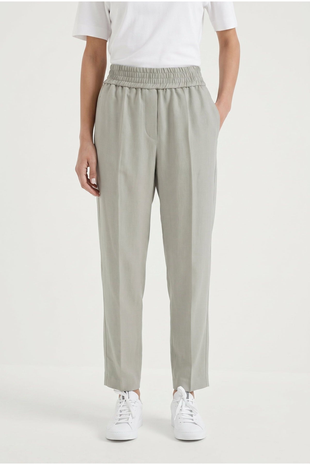 Women's Light Grey Relaxed Linen Trousers