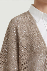Women's Light Brown Open Knit Sweater