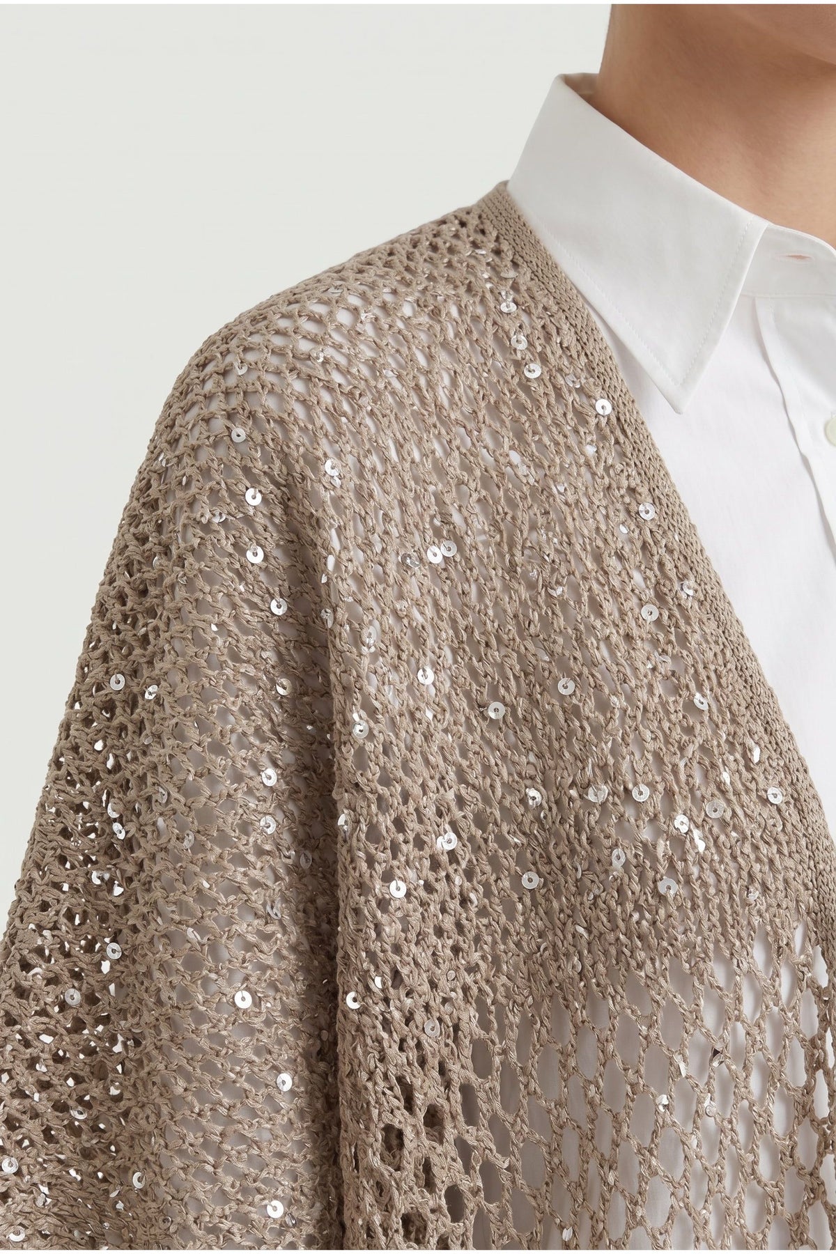 Women's Light Brown Open Knit Sweater
