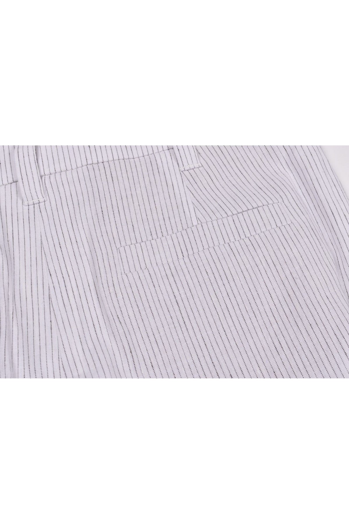 Women's White Striped Relaxed Trousers