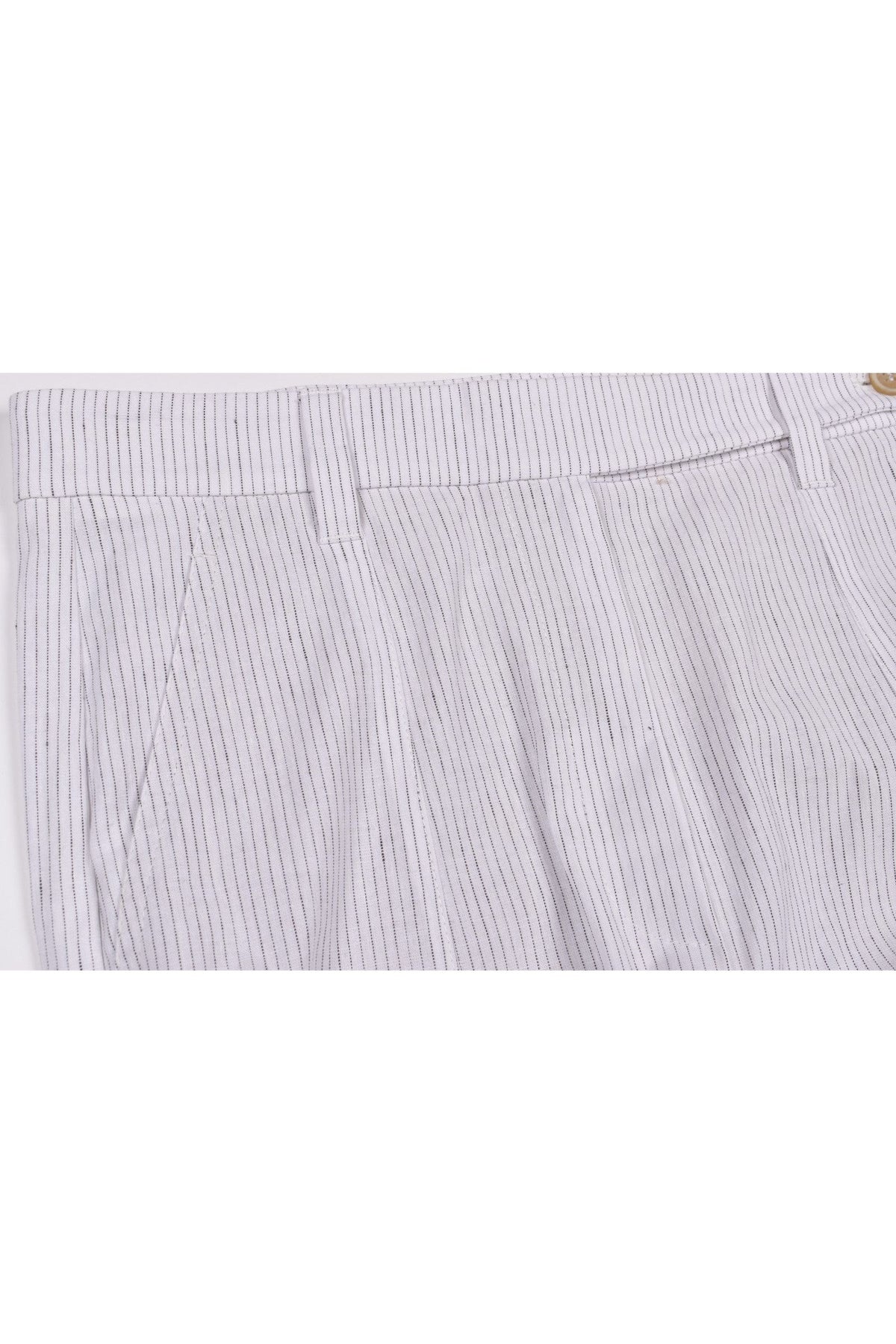 Women's White Striped Relaxed Trousers