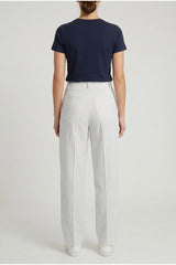 Women's White Striped Relaxed Trousers