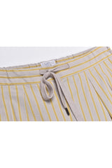 Women's Beige Striped Relaxed Trousers