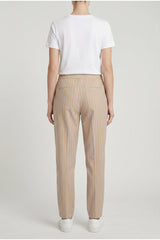 Women's Beige Striped Relaxed Trousers