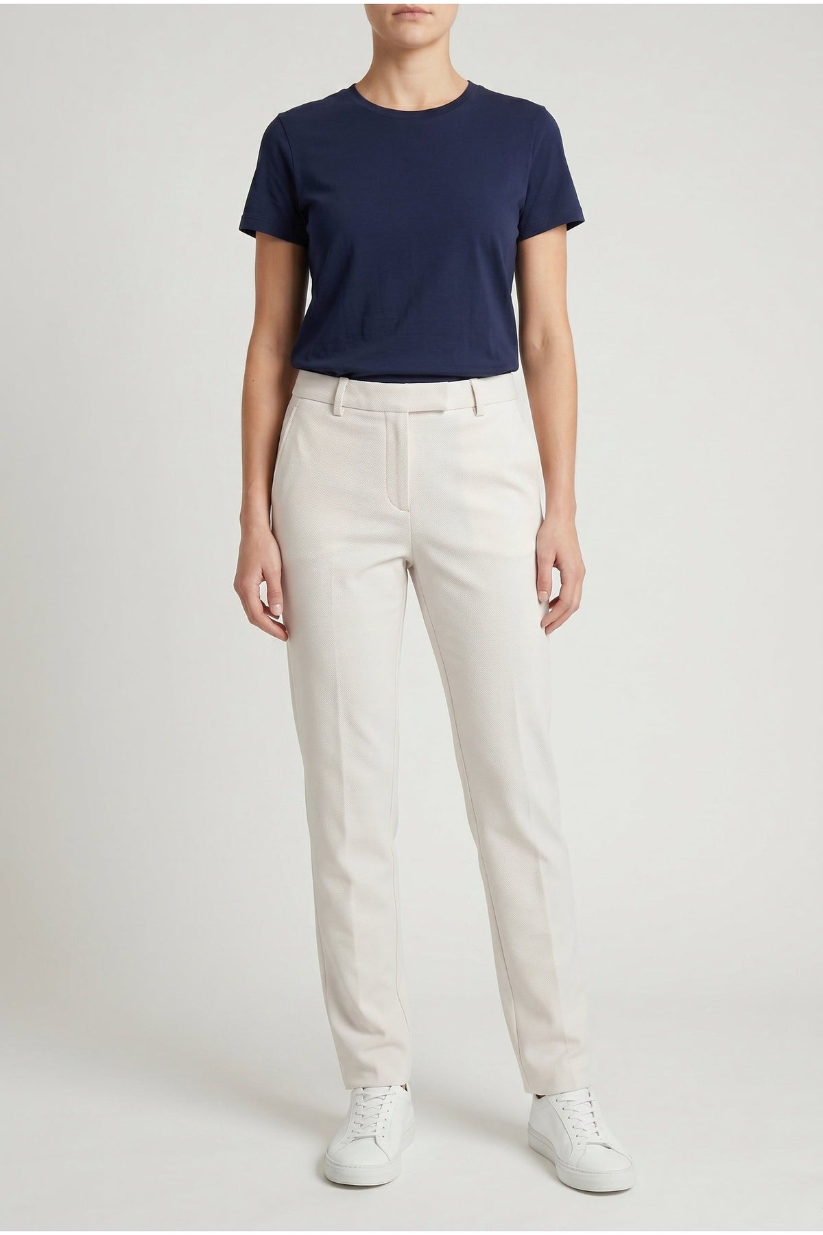 Women's Off White Tailored Cotton Trousers