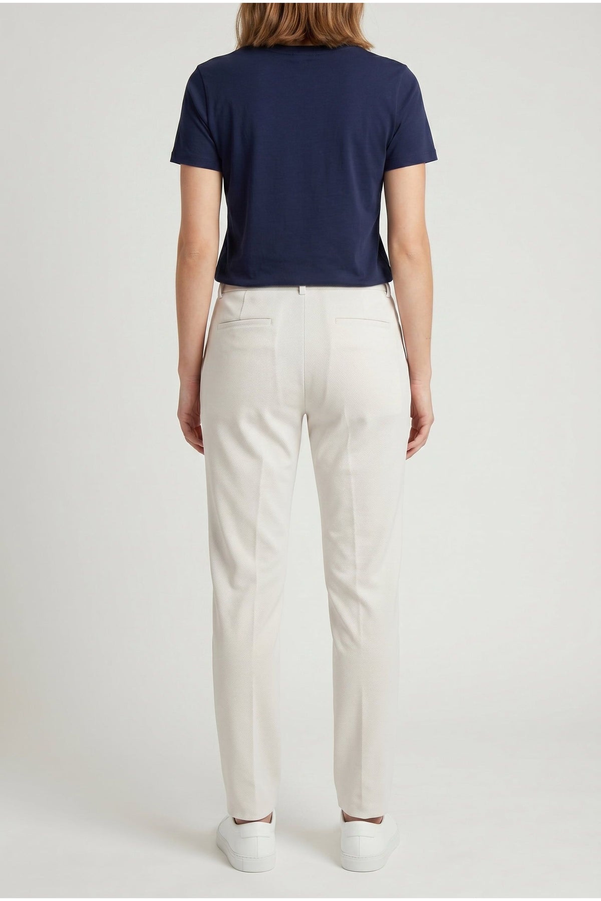 Women's Off White Tailored Cotton Trousers