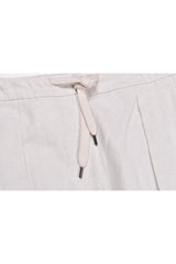 Women's Light Beige Linen Blend Trousers