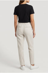 Women's Light Beige Linen Blend Trousers