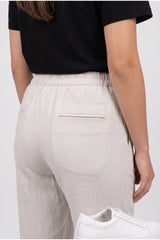 Women's Light Beige Linen Blend Trousers