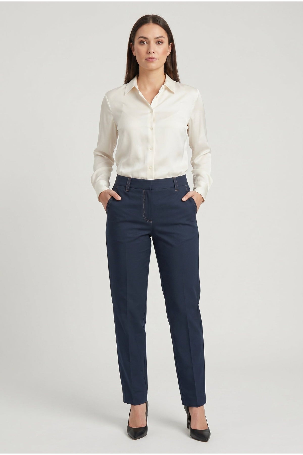Women's Dark Blue Tailored Trousers
