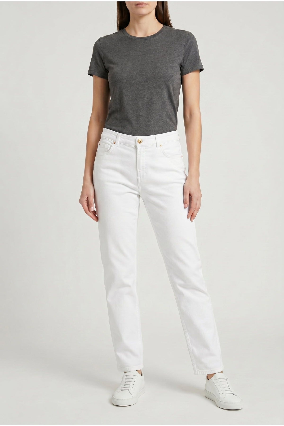 Women's White Straight Leg Trousers