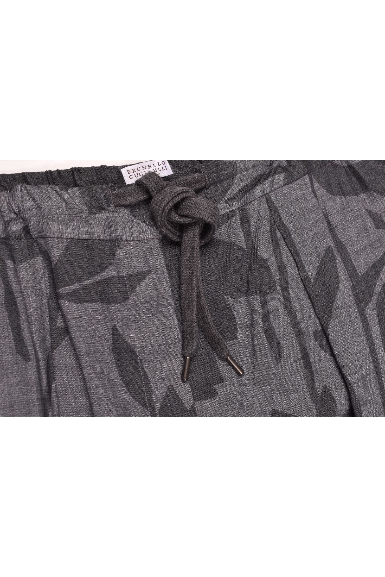 Brunello Cucinelli Women's Grey Linen Relaxed Trousers
