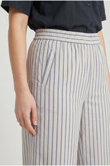 Women's Off White Striped Wide Trousers