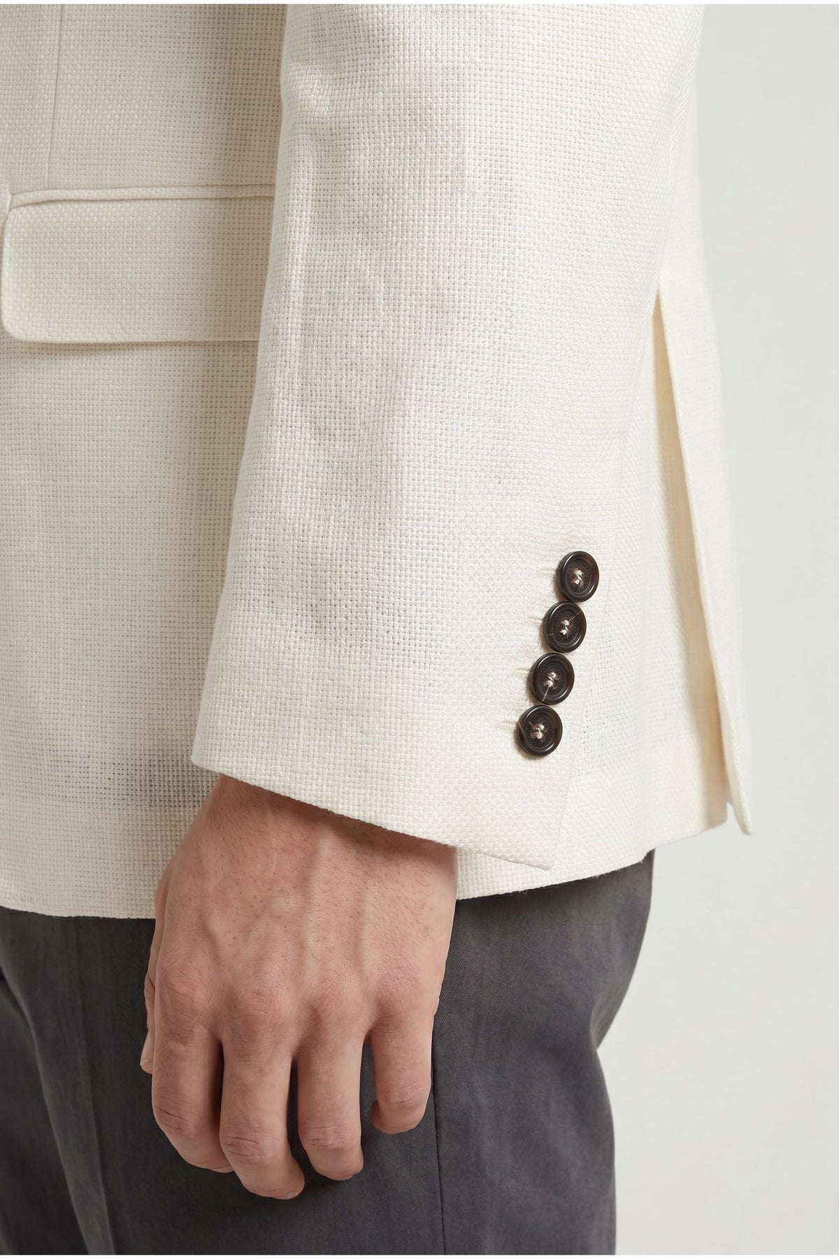 Men's Off White Linen Silk Blazer