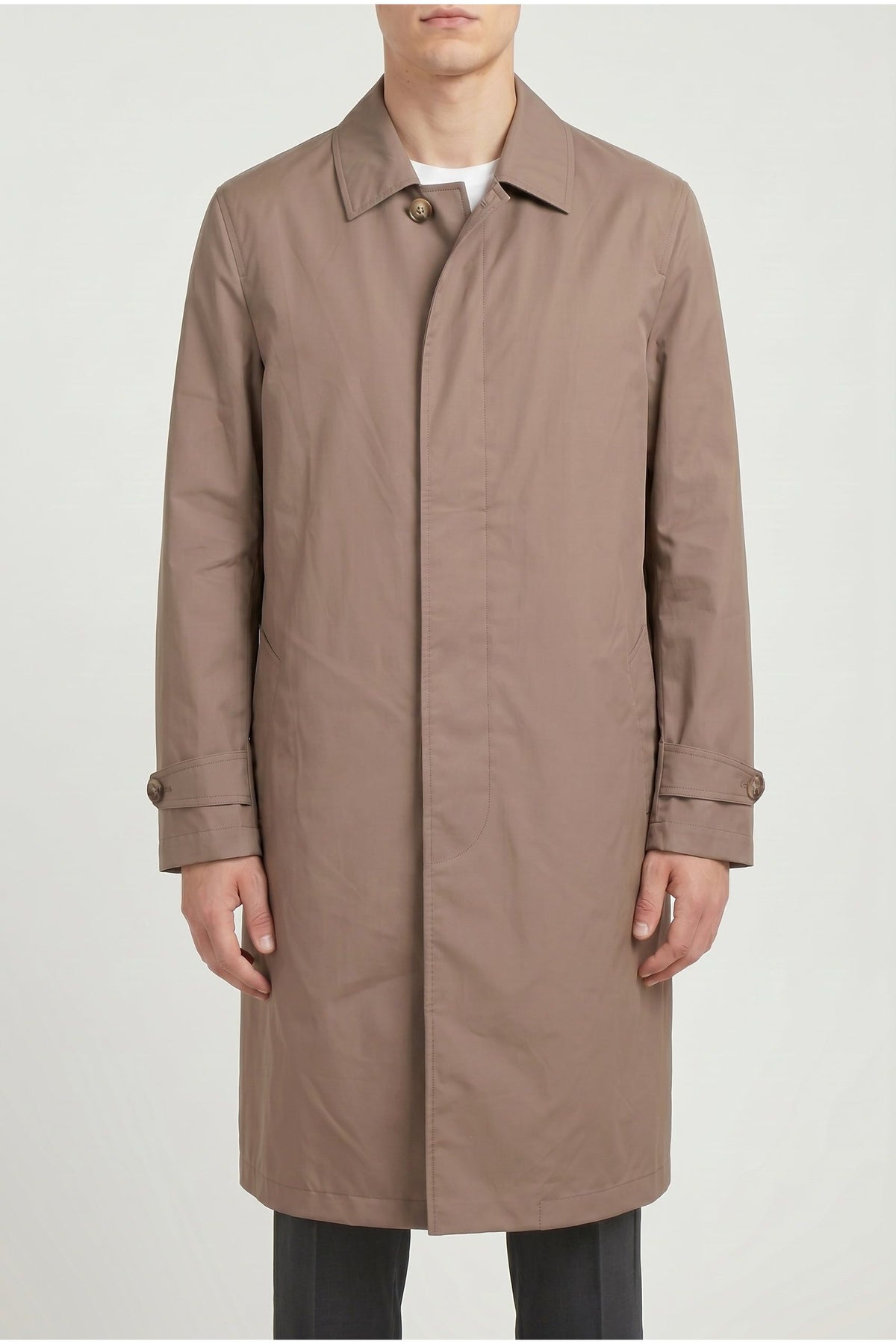 Men's Taupe Tailored Trench Coat