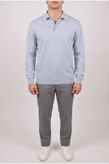 Men's Light Blue Cashmere Polo Sweater
