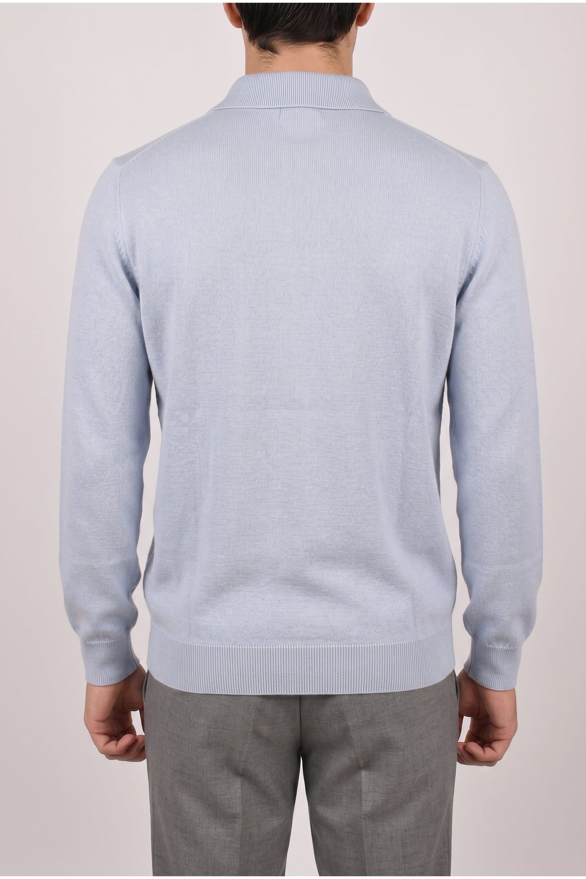 Men's Light Blue Cashmere Polo Sweater