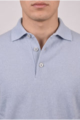Men's Light Blue Cashmere Polo Sweater