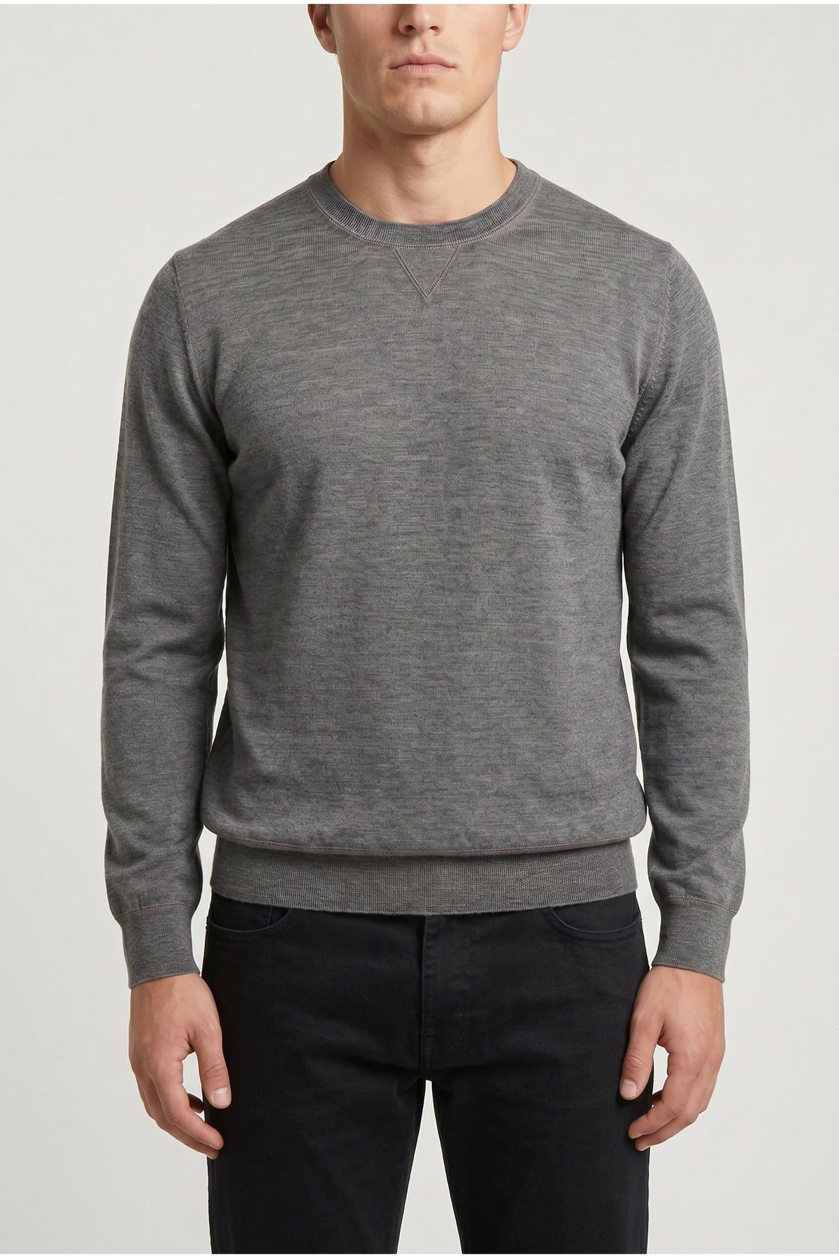 Men's Grey Cashmere Silk Crewneck Sweater