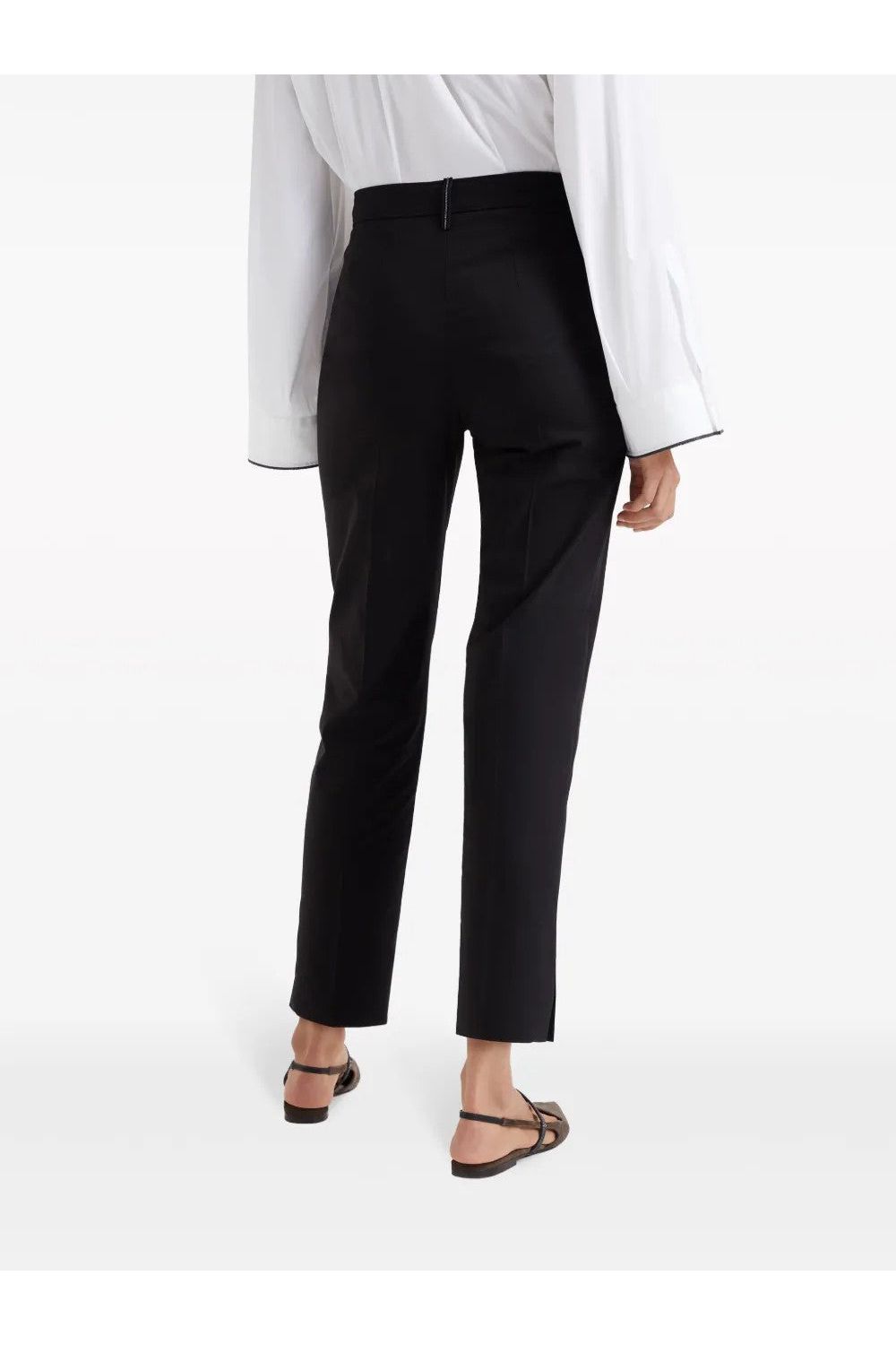 Brunello Cucinelli Women's Black Tailored Cotton Trousers