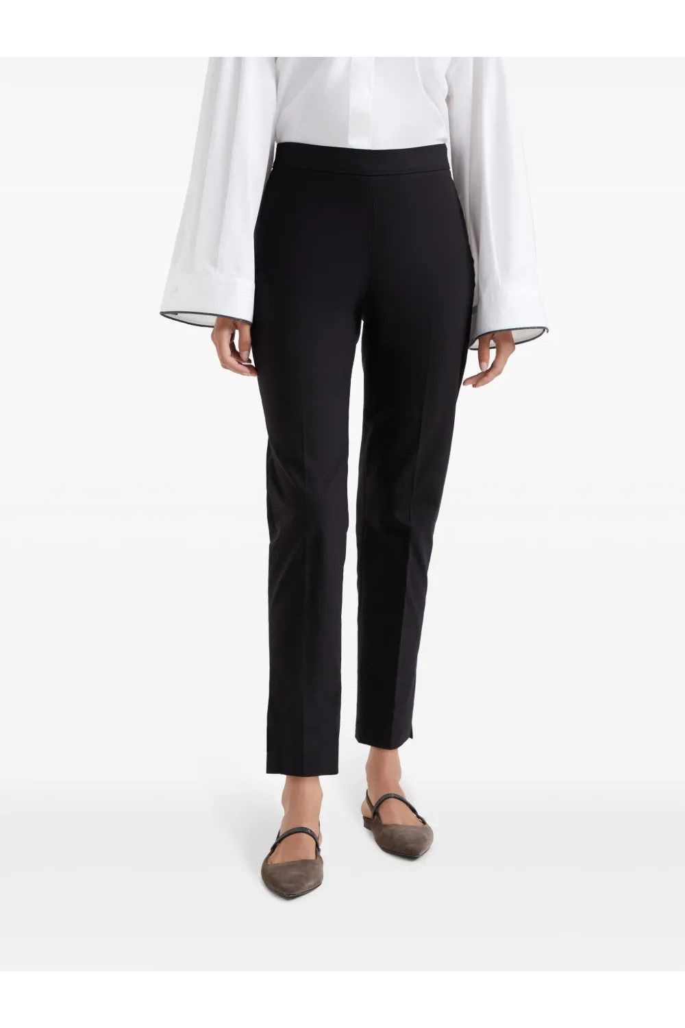 Brunello Cucinelli Women's Black Tailored Cotton Trousers