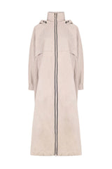 Women's Light Beige Leather Hooded Jacket